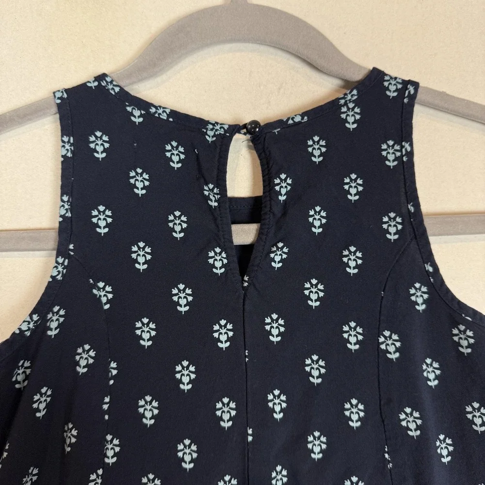 Old Navy Dress Girls 8 Blue Floral Hi Low Sleeveless Trapeze Swing Pockets